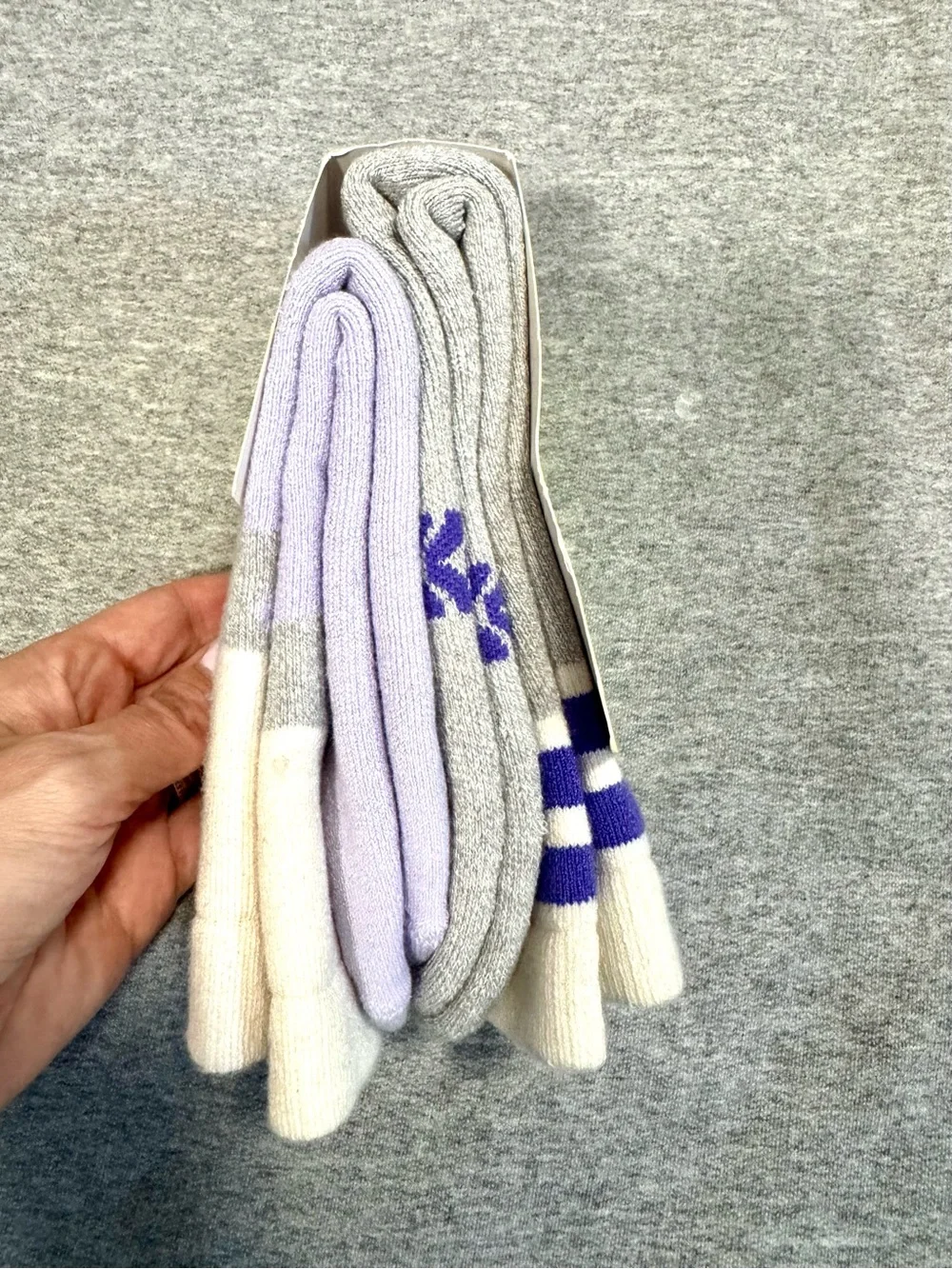 All in Motion Heavyweight Crew Socks - White with Lilac & Yellow Accent
